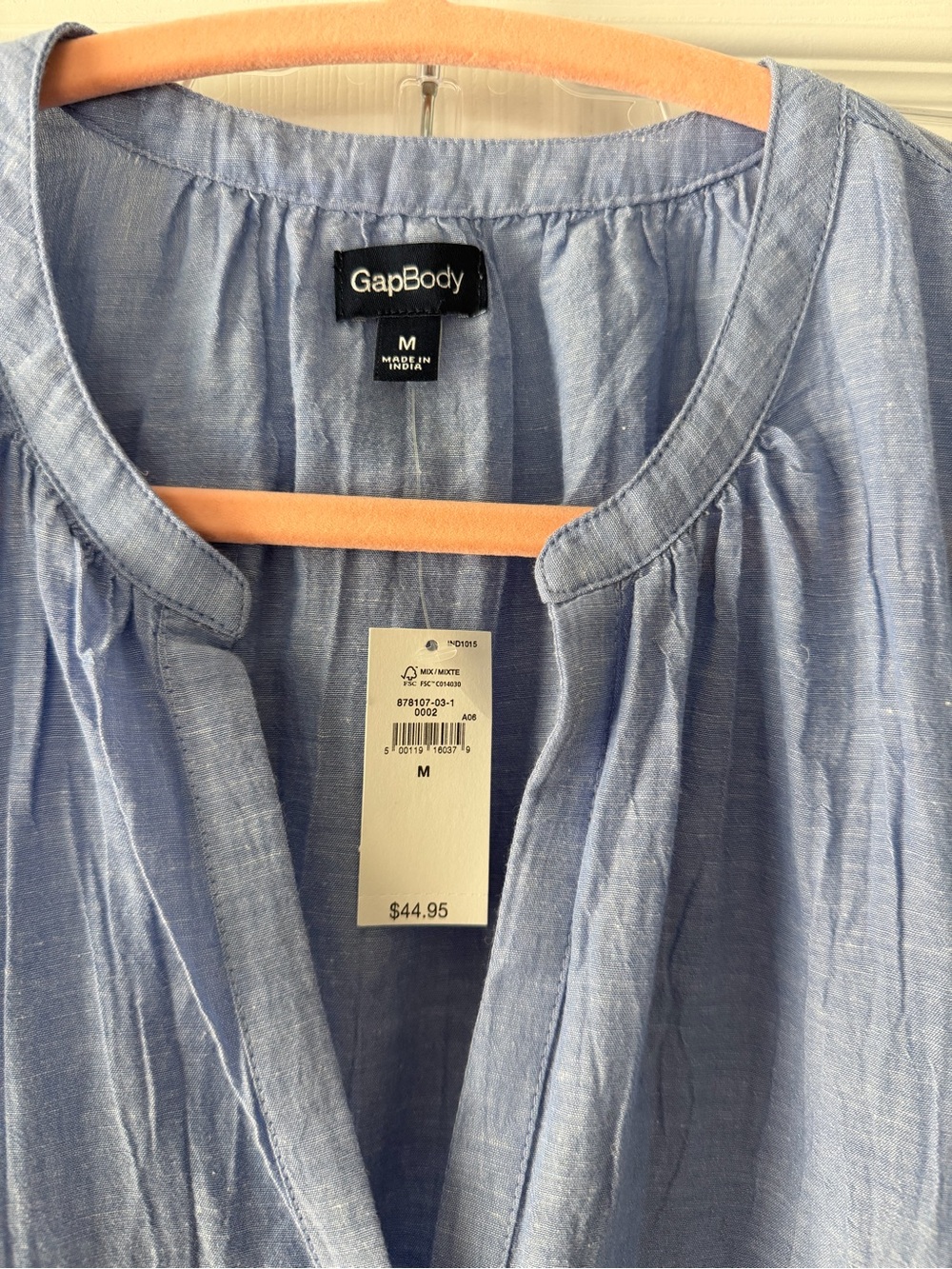NWT - Gap Crinkle Gauze Dolman PJ Set - Top & Bottom sz M - linen blend Chambray - Picture 5 of 15